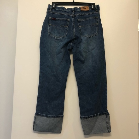 Fubu Embroidered Cropped Dark Wash Jeans - Picture 3 of 6